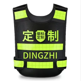 Vuxen Mesh Mesh Road Administration Säkerhetsskydd Reflekterande kläder Sömlös laminerad svart Hot Pressed Vest