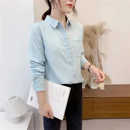 Women's Jumpsuits Rompers Denim Women Blouses Shirts Tunic Womens Tops Long Sleeve Clothing Button Up Down Autumn Solid Fashion Ladies Tops Good 221123