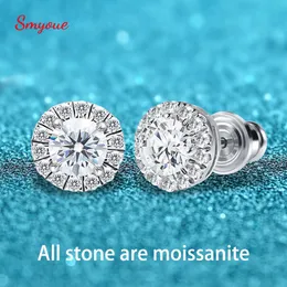 Stud Smyoue 18k 05CT 03CT All Earring for Women Colorless Sparkling Ideal Cut Lab Diamond Bridal Jewelry 925 Silver 221119