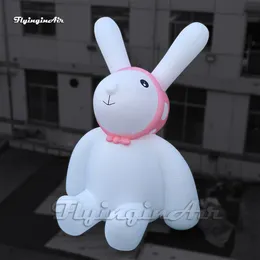 Riesiger niedlicher aufblasbarer Kaninchen-Cartoon-Tiermodell im Freien, weißer luftgeblasener Häschen-Ballon für Parkdekoration