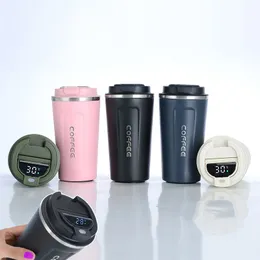 Vattenflaskor 380510ml Thermos kaffemuggflasktemperatur Display Vakuumflaskor Thermal Tumbler Incar Isolated Cup Christmas Gift 221122