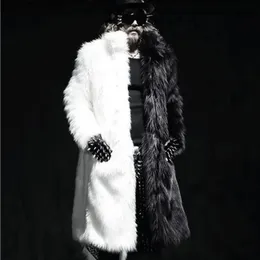 Futro męska sztuczna zima płaszcz męski Futer Furt Długa, swobodna ciepła kurtka czarno -biała kolorowy wiatr 221122