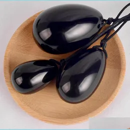 Twarz masażer nowy przyjazd 3 szt./Zestaw jaja yoni Set Natural Egg Obsidian Jade Mas Stone Kegel Ćwiczenie upuszczenie dostawa zdrowie Piękno Dhxri