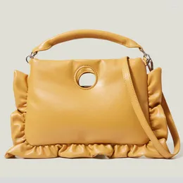 Torby wieczorowe Pu skórzane damskie torebki 2023 Girl Shopper Bag Fashion Bag Casual Solid Kolor Minimalist Style Frills Crossbody