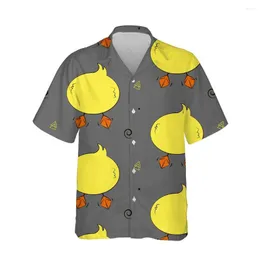 Männer Casual Hemden 2022 Lustige Nette Ente Muster Hawaiian Herren Cartoon Schwimmen Kurzarm Single Button Lose Mode Tops