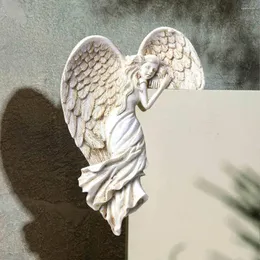 Dekorativa blommor 1Pair Door Frame Angel Wing Sculpture Simulation Goddesses Action Retro Vinkel Klassisk eldstadsstaty Pos Q6U4