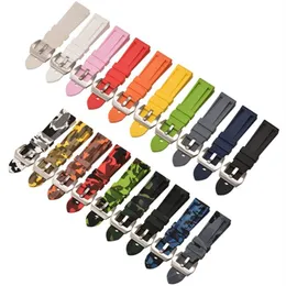 Assista Bands HQ Silicone Strap 20 22 24 26mm Camouflage Band Rubber Watch Band Substitui para Pam e Steel Buckle317J