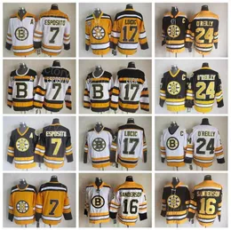 Boston Throwback Bruins Retro Hockey 24 Terry Oreilly Jersey 7 Phil Esposito 16 Derek Sanderson 17 Milan Lucic Vintage Classic CCM 75th''nhl''Shirt