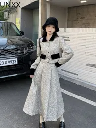 Abito a due pezzi UNXX Tweed Set Giacca corta da donna vintage di alta qualità Cappotto Sling Abiti lunghi sexy Elegante 2 s Y2k 221122