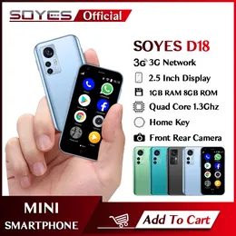 Unlocked SOYES D18 Mini Android Smart Phone 2.5 Inches Display Front Rear Camera Dual SIM TF Card Slot 1000mAh 3G Network Palm Smartphone