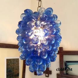 Druivenvorm hanglampen 24x32 inch blauw kleur luxe kunst met de hand geblazen glas kroonluchter licht murano stijl glas kroonluchters verlichtingsarmaturen lr1288