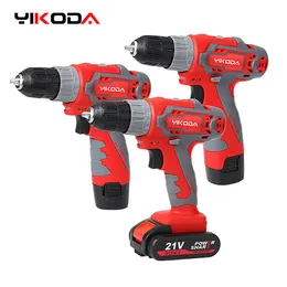 Electric Drill Yikoda 12V/16.8V/21V uppladdningsbart litiumbatteri Två hastiga trådlösa skruvmejslar Parafusadeira Power Tools 221122