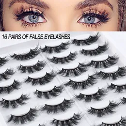 Reusable False Eyelashes Wispy Natural Look Full Strip Eyelash Extension Thick HandMade Fluffy Dramatic Faux Mink Lashes 16 Pair