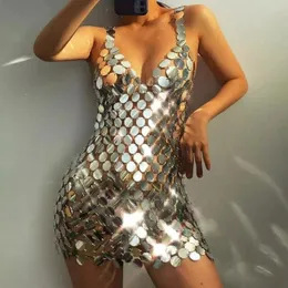 Günlük Elbiseler Lacteo Seksi Metal Pullu Vücut Zinciri Takı Kadınlar Için Moda Iç Çamaşırı Göbek Kafes Göğüs Sutyen Bikini Kadın Hediyeler