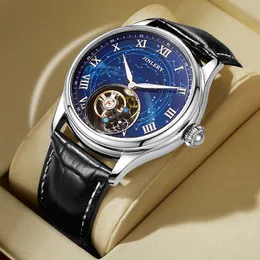 Armbandsur Jinlery Luxury Men tittar på mekaniskt armbandsur hand vind rostfritt stål mode vattentäta klockor relogio maskulion 221122