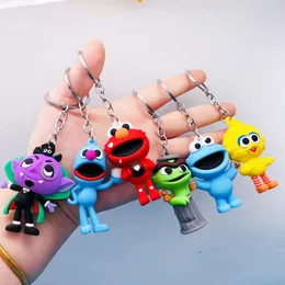 Party Favor Kawaii Sesame Street Keychain Cartoon Doll Soft Squishy nyckelringar bil ryggsäck nyckelhållare söta nyckelspänne gåvor för barn