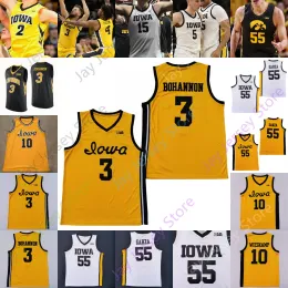 2022 Iowa Hawkeyes Basketball Jersey NCAA College 55 Luka Garza 10 Joe Wieskamp 5 CJ Fredrick 3 Bohannon 30 Co