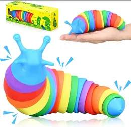 Fidget Toys Slug Mafsallı Esnek 3D Slugs Fidget Oyuncak Her Çaplar Rölyef Anti-Anksiyete Duyusal Çocuklar için Aldult P1123