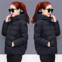 Women's Down Parkas Black Fashion Puffer Coats Winter Hooded Cotton Coat Loose Jackets Women Short Jacket Casual Female Outwear 221123