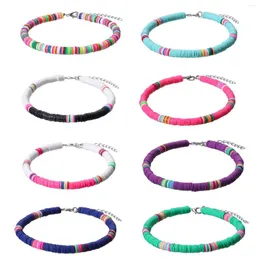 Anklets 6mm Multicolor Polymer Clay Heishi Pärlor Summer Surf Anklet Women Girl 2022 Fashion Purple Blue Chain Jewelry Present