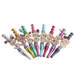 Handmade Smoking Dollar Inlaid Alloy Hookah Mouthpiece Mouth Tips Shisha Chicha Filter Tip VS Glass Water Bongs Pipes