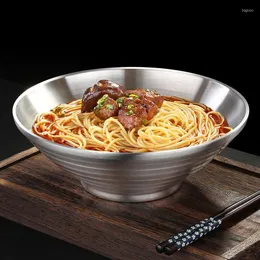 Dinnerware Sets Stainless Steel Bowl Noodles Ware Rice Fruteira Hand-pulled Bamboo Hat Shape Anti-scald Soup Container Tableware 1pcs