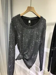 T-shirt da donna con strass in lurex con patch shinny bling e magliette elastiche taglie forti MLXLXXL3XL4XL