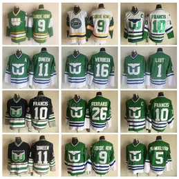 Throwback Hartford Retro Whalers Hockey 16 Patrick Verbeek Jersey Vintage 26 Ray Ferraro 5 Ulf Samuelsson 9 Gordie Howe 1 Mike Liut 10 Ron''Nhl''Camicia