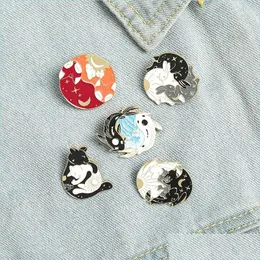 Pins Brooches Round Yinyang Brooches Pins Enamel Animal Hug Cat Dragon Brooch Lapel Pin Top Bags Badge For Women Men Fashion Jewelr Dhvso