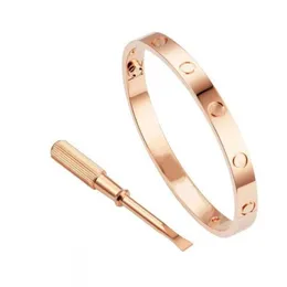 Designer Fashion Love Screw Armband Solid Silver Bangle Armband Lyxiga smycken Kvinnor Bangle Classic 5.0 Titanium Steel Eloy Gold Plated Colors Gold/Silver/Rose