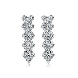 3A Austria Diamond Stud Luxury Heart Designer Orecchini Shining Crystal Genuine 925 Sterling Silver Charm Zircon Roman Love Orecchino Earing Wedding Jewelry