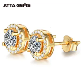 Stadnina Attagems 1 Kolor kolczyki Moissatine For Women 18. Gold Gold 100% 925 Srebrne przyjęcie weselne Fine Jewelry 221119