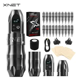 Tätowiermaschine XNET Titan Wireless Battery Pen Kits DC Coreless Motor LED-Anzeige mit Röntgenkartusche für Künstler 221122