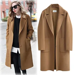 Women's Wool Blends Casual en Coat Spring Autumn Large Size Loose Blend Winter Jacket Long Sleeve Overcoats 5XL W384 221123