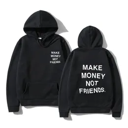 Herrtröjor tröjor harajuku hoodie streetwear tjänar pengar inte vänner män mode brev tryck tröja sudaderas hombre hoody kläder 221123