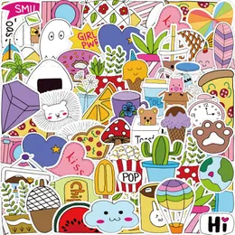 Förpackning med 50st Kawaii Stickers No-Duplicate Waterproof Vinyl Sticker för bagage Skateboard Notbok Vattenflaskan Telefonfodral Hjälmgitarrbildekaler