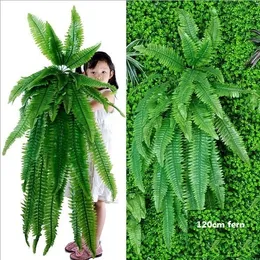 Faux Floral Greenery Hanging Plants Artificial Fern Grass Green Wall Plant Silk Hedge Large 221122