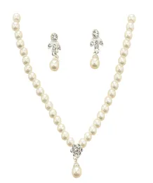 Bling Pearls Braut Schmuckset Silberschild Halskette Perlen Ohrringe Hochzeit Schmucksets f￼r Brautbrautjungfern Frauen Accessor