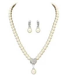 Real Pearls Braut Schmuckset Silberschild Halskette Perlen Ohrringe Hochzeit Schmucksets für Brautbrautjungfern Frauen Accessori