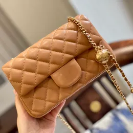 CC Bags Luxury Brand Shoulder Womens Classic Mini Flap Sqaure med Gold Crush Ball Purse Lambskin Real Leather Cosmetic C
