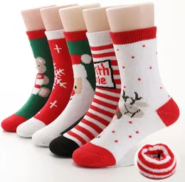 Çocuklar Noel çorapları Noel claus kar tanesi elk elk karikatür çoraplar kış sıcak havlu terry orta seviye çorap çocuklar için bebek Noel xmas dekorasyon stoklama hediye
