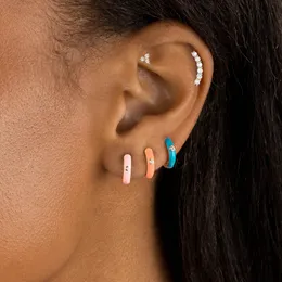 New Round Hoop Earrings Multicolor Crystal Zirconia Small Huggie Cartilage Earring Helix Tragus Piercing Jewelry