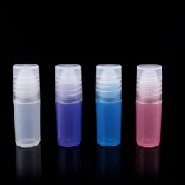 500pcs/lote 3ml garrafas de rolos de pl￡stico coloridos para ￳leos essenciais Pacote de perfume recarreg￡vel recipiente com tampa
