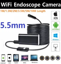 55mm WIFI Endoscope Camera 115235510M 6 LED Inspection Snake Camera USB Endoscope Mini Waterproof Borescope Camera IOS And