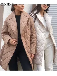 Piumino da donna Parka Inverno Primavera di media lunghezza Giacca in pizzo imbottito in cotone nero Cappotti trapuntati eleganti per donna 221124