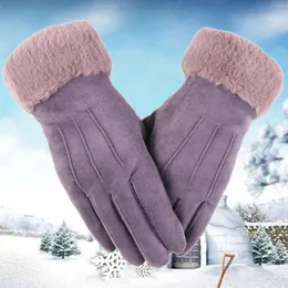 Cinque guanti guanti autunno inverno inverno cashmere peluche donne calde in pile spessa da sciopone da sci completo finge completo