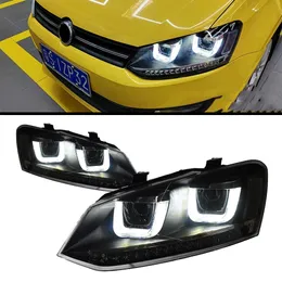 Bilhuvudbelysningsdelar för VW Polo 20 11-20 18 LED-framstegsutbyte DRL DAGTIME Ljusprojektor Facelift