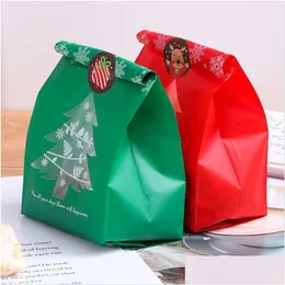 Christmas Decorations Christmas Decorations 25 50Pcs Snowflake Tree Gift Bags Merry Baking Packaging Bag Candy Boxes Xmas For Home N Dhv0G