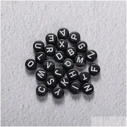 DIY A Z 26 Letter Bracelets Black White Stone Bead Couple Bracelet  Friendship Lucky Bead Bracelet Kids Family Gift From Oneng02, $0.56