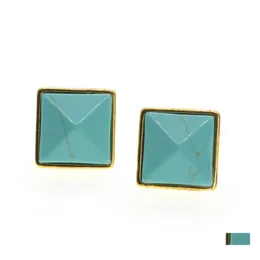 Charm Pyramid Stud Earrings 3D Womens Fashion Elegant Rostly Steel Drop Delivery Jewelry DHD0F